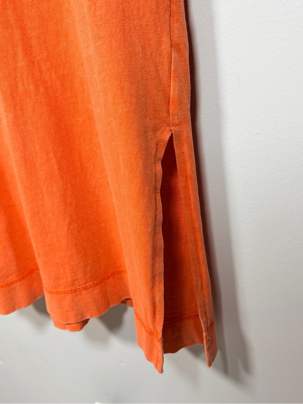 Double Zero Orange 100% Cotton Midi Side Slit T Shirt Dress Pockets Small - Picture 10 of 10